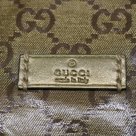 GUCCI GG Crystal Sherry Line Tote Bag Gold Tone Brown Gray - Picture 15 of 16